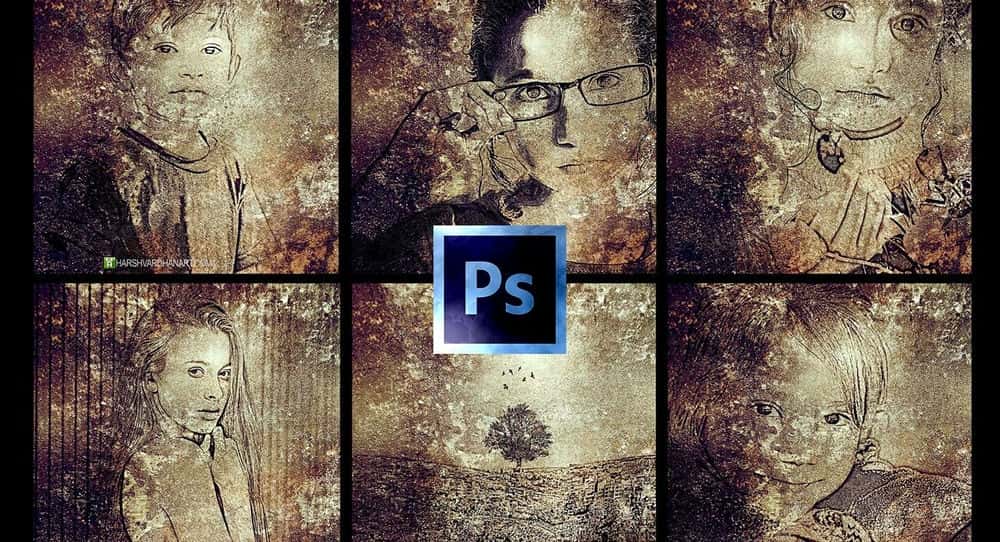 آموزش Photoshop-Photo To Ancient Grungy Art در Adobe Photoshop