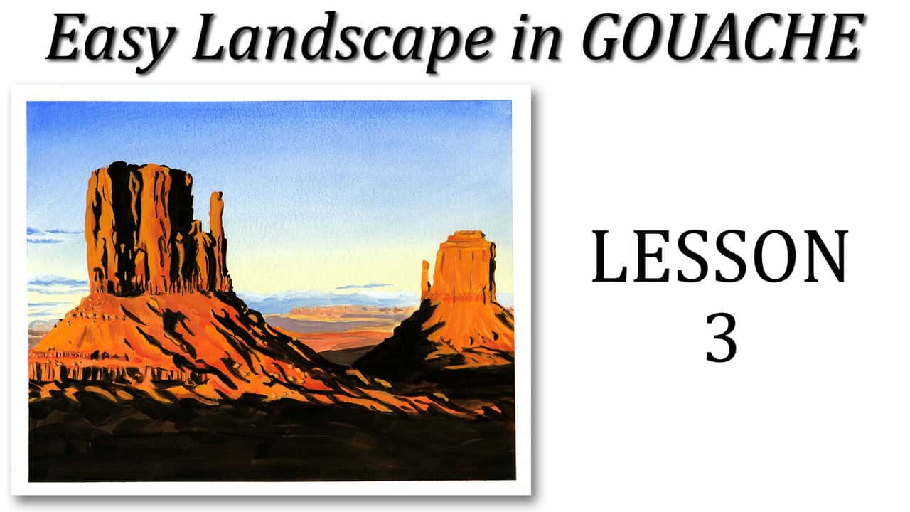 آموزش منظره آسان در GOUACHE3 - غروب صحرا