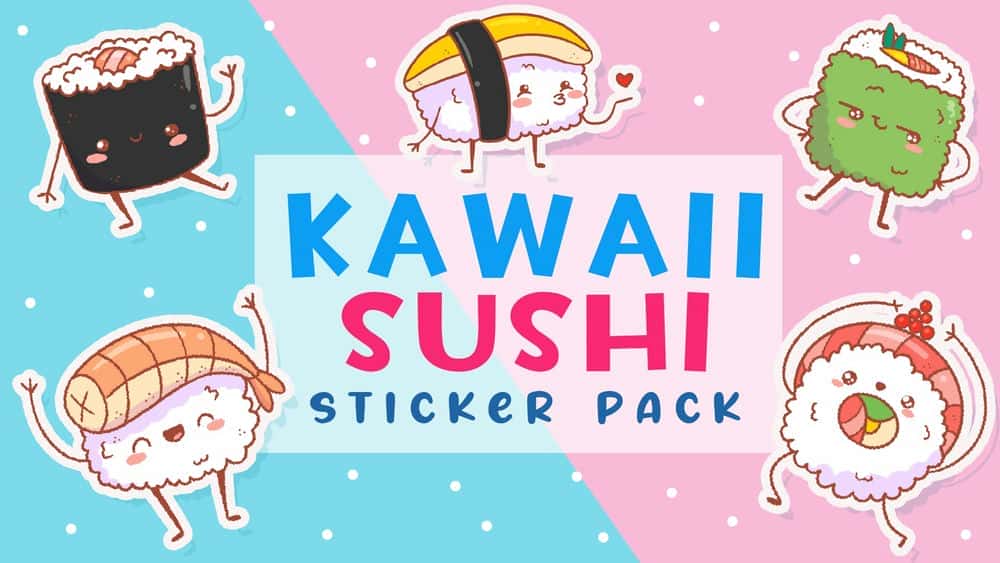 آموزش یک بسته استیکر در Procreate: Kawaii Sushi Illustrations بکشید