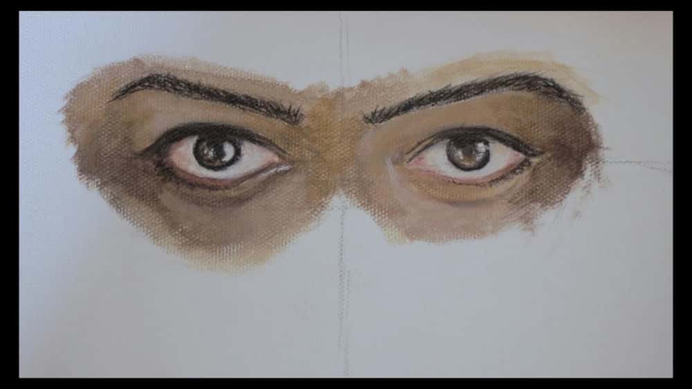 آموزش نقاشی پرتره اکریلیک - نقاشی چشم