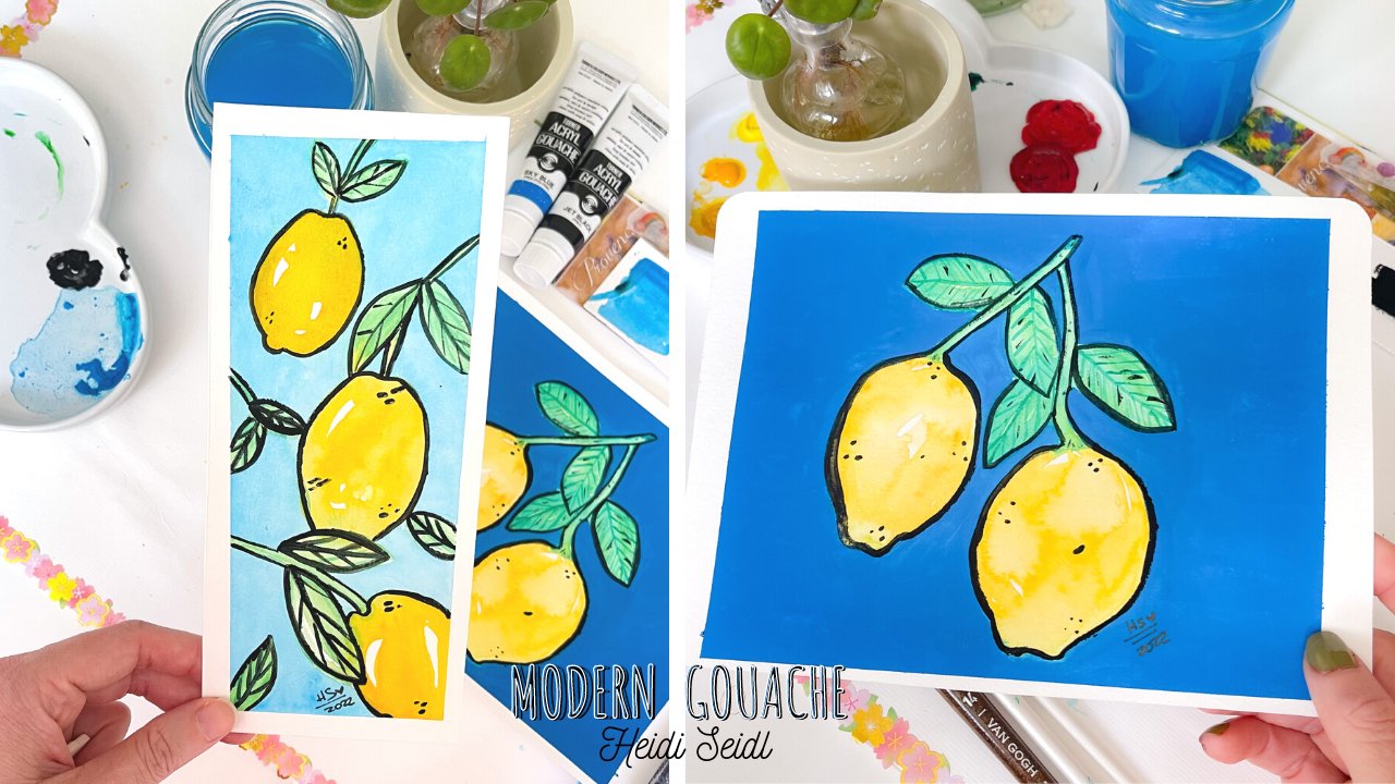آموزش گواش مدرن: پس زمینه برای ایجاد کنتراست در نقاشی آبرنگ لیمو (میکس مدیا)