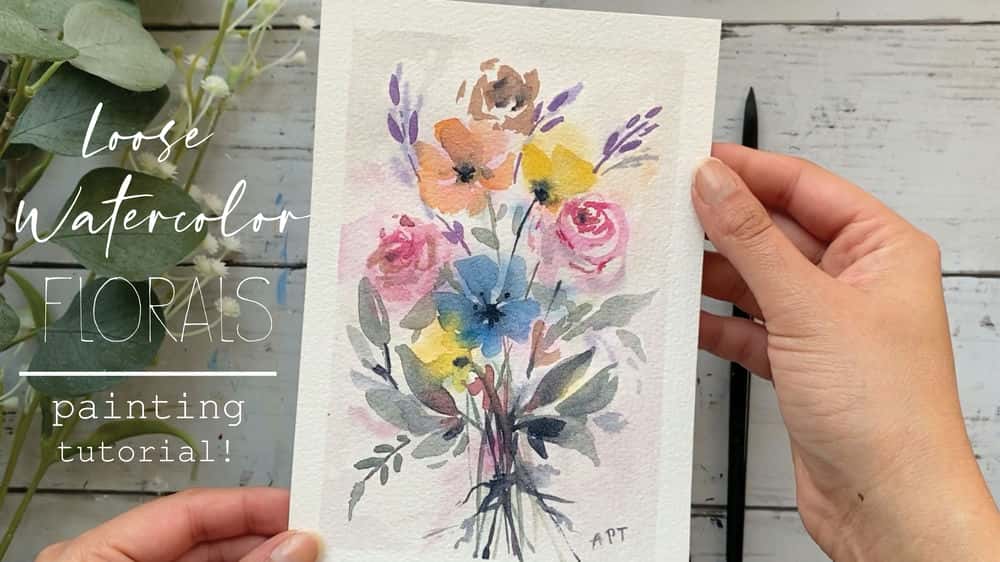 گل های آبرنگ - آموزش نقاشی یک دسته گل آبرنگ آزاد!