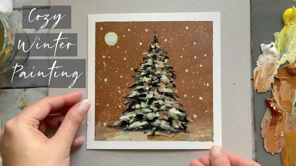 آموزش نقاشی درخت زمستانی سریع و آسان برای مبتدیان! | درس نقاشی