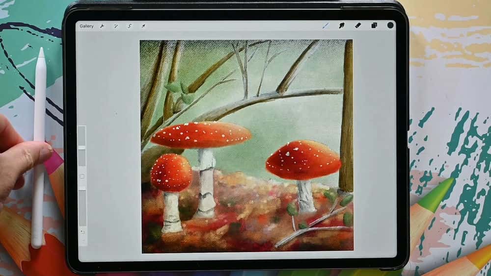آموزش نقاشی رنگ روغن پاییزی در Procreate 5X با برس های رایگان و پالت رنگ