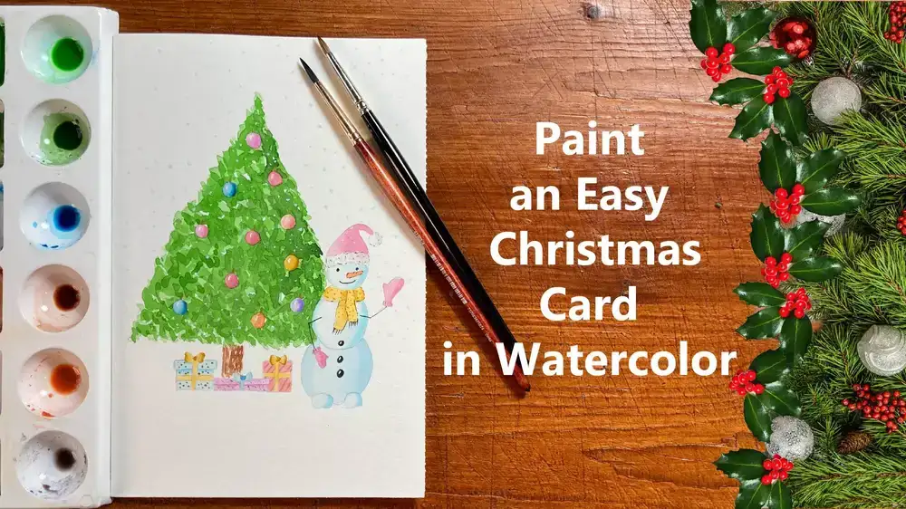 آموزش یک کارت کریسمس آسان را با آبرنگ نقاشی کنید