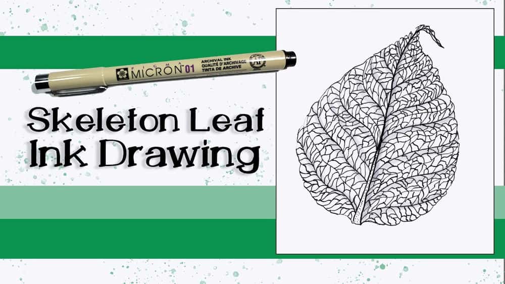 آموزش طراحی با قلم از یک برگ اسکلت: تمرین هنری