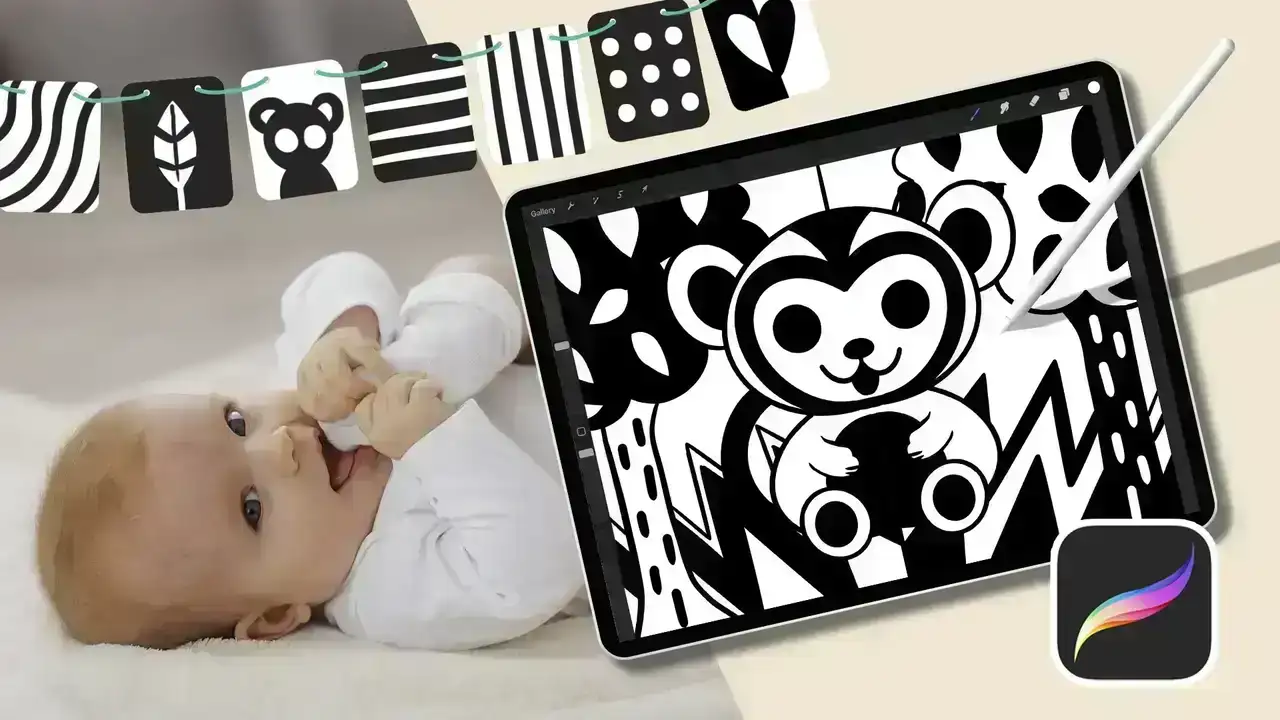 آموزش هنر برای نوزادان: مجموعه ای از کارت های کنتراست بالا برای نوزادان (سبک مونته سوری) ایجاد کنید.