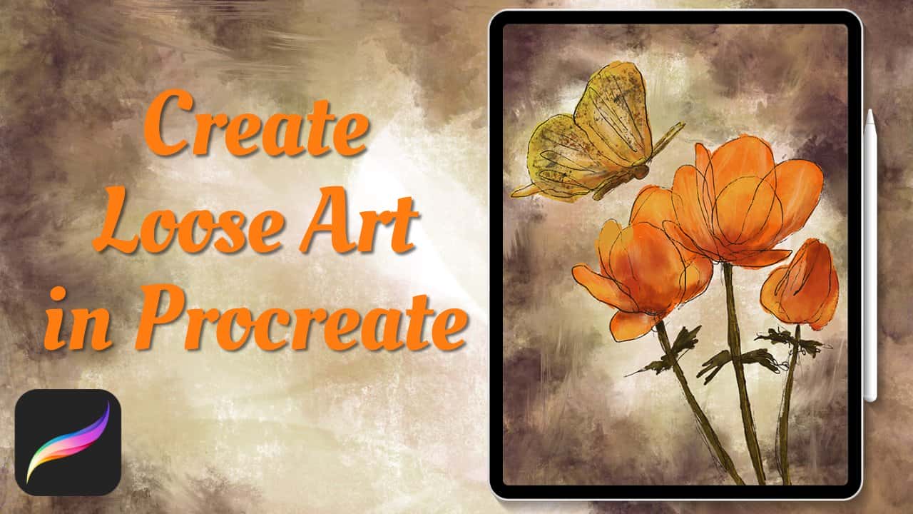 آموزش صحنه ای زیبا با گل و پروانه در Procreate در سبک هنری آزاد بسازید