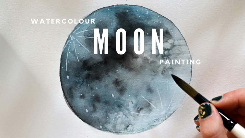 آموزش نقاشی ساده ماه با آب رنگ
