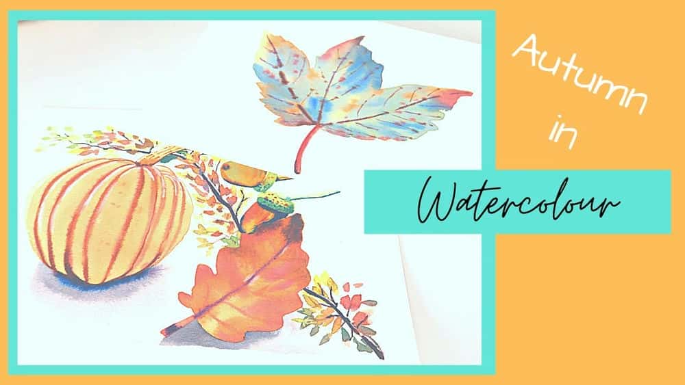 آموزش نقاشی با آبرنگ پاییزی ; راهنمای مبتدیان برای نقاشی برگ ها و کدو تنبل های پاییزی