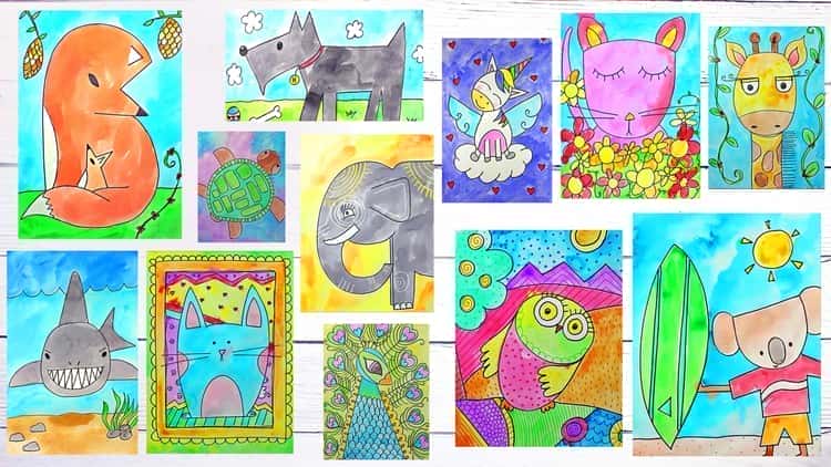 آموزش هنر برای کودکان و مبتدیان: نقاشی و آبرنگ 12 حیوان