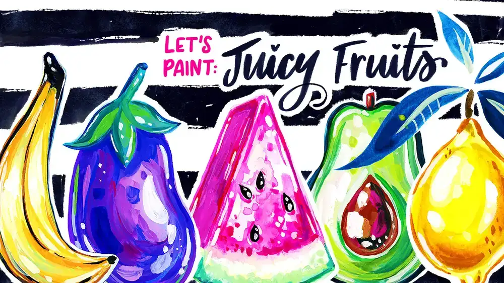 آموزش بیایید میوه های آبدار رنگ کنیم! سرگرمی نقاشی گواش شل