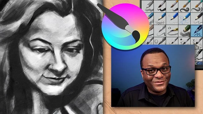 آموزش نقاشی دیجیتالی پرتره سیاه و سفید در کریتا