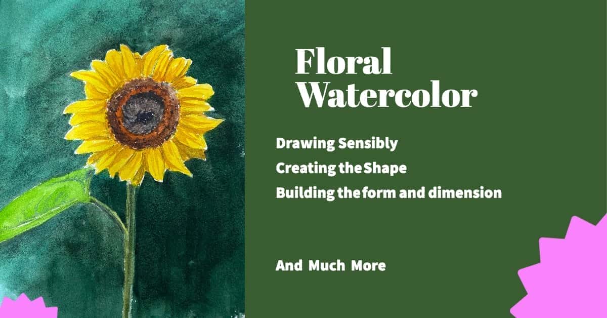 آموزش آبرنگ واقعی - شروع کار با گل ها با نمونه گل آفتابگردان
