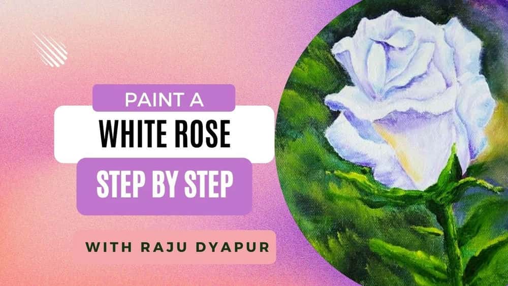 آموزش نقاشی رز سفید مرحله به مرحله