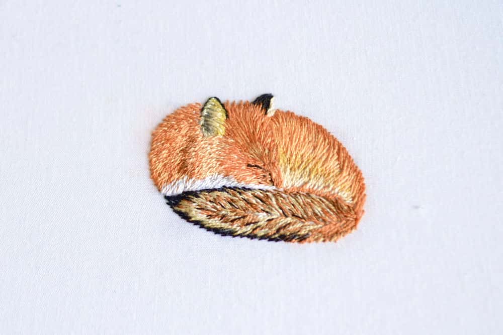 آموزش گلدوزی با دست: روباه خواب