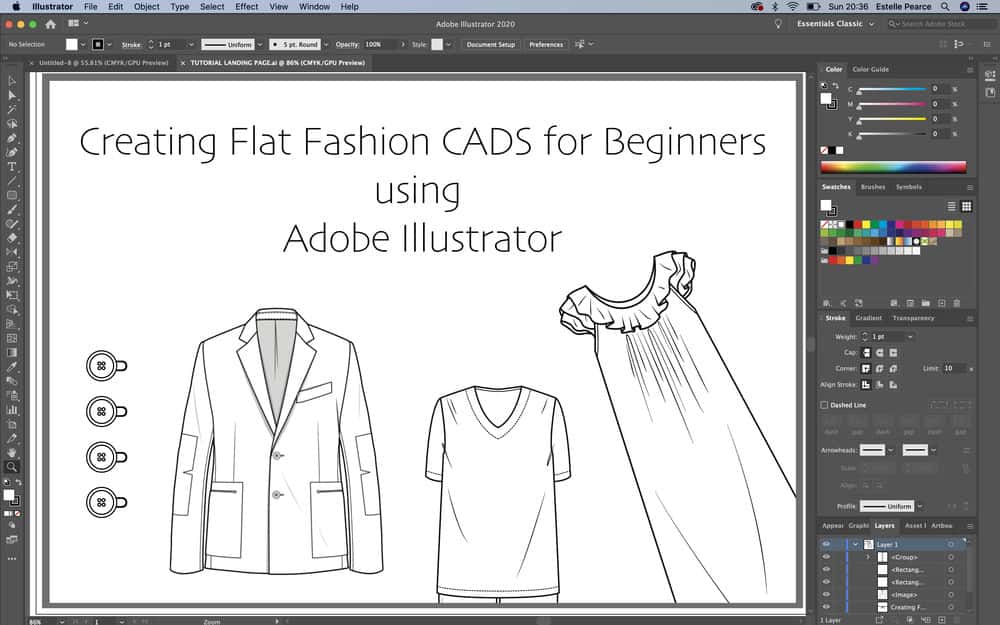 آموزش با استفاده از Adobe Illustrator، CAD مد مسطح را برای مبتدیان ایجاد کنید