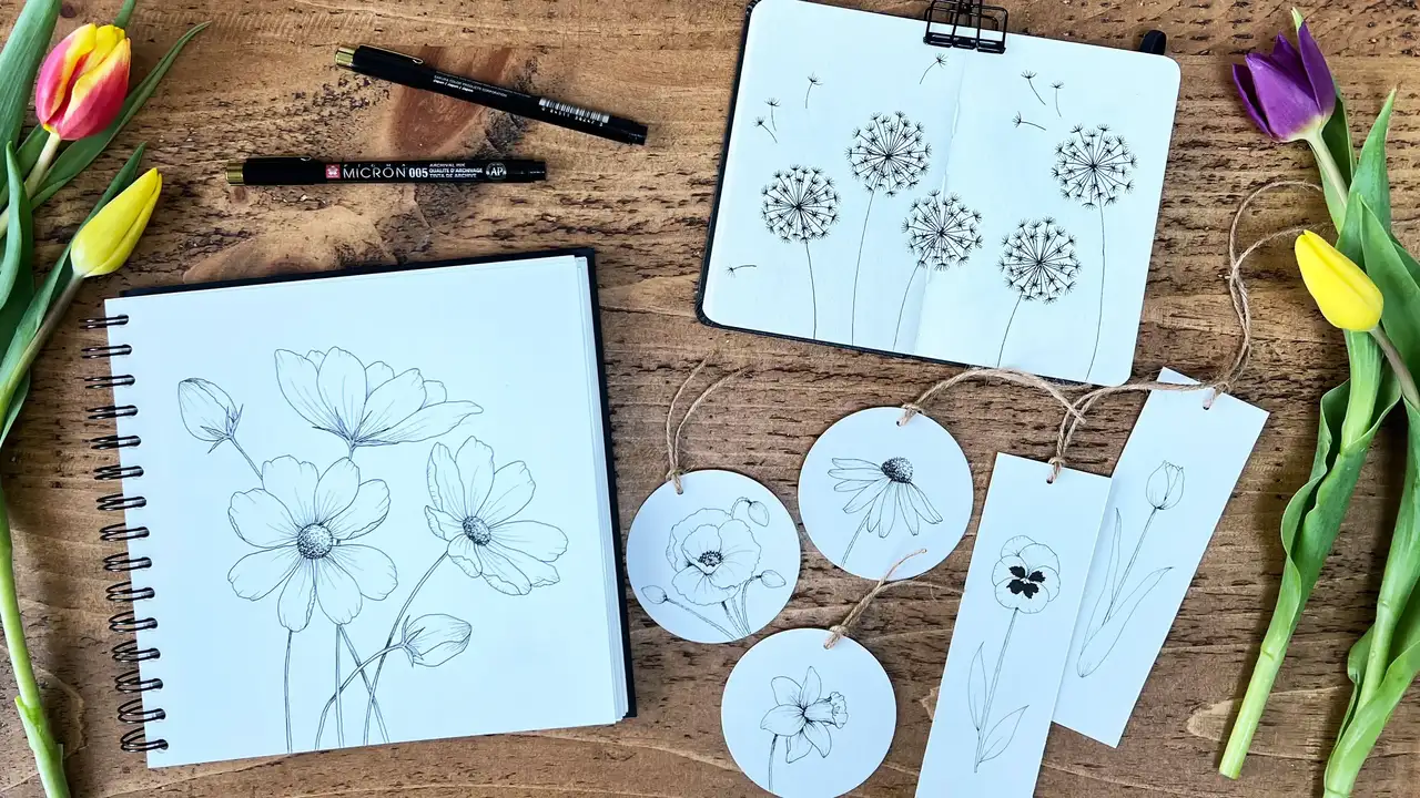 آموزش نقاشی گیاه شناسی برای مبتدیان: چگونه گل های ساده بکشیم