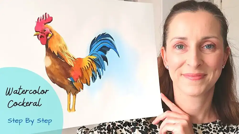 نقاشی گام به گام خروس/خروس با آبرنگ: آموزش آبرنگ رنگارنگ و سرگرم کننده