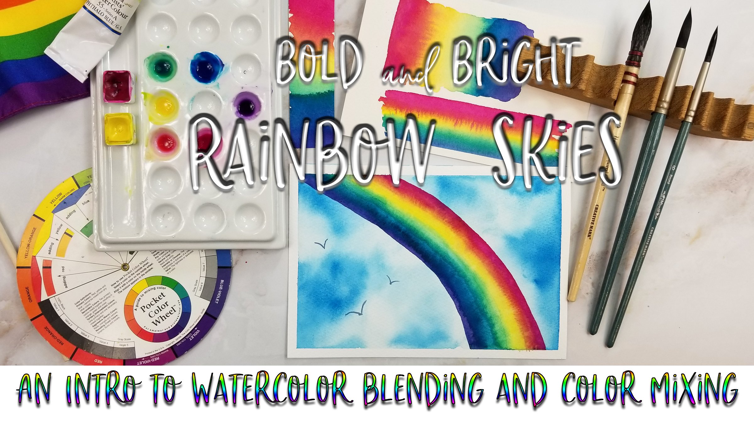 آموزش آسمان های رنگین کمان پررنگ و روشن: مقدمه ای بر ترکیب آبرنگ و ترکیب رنگ