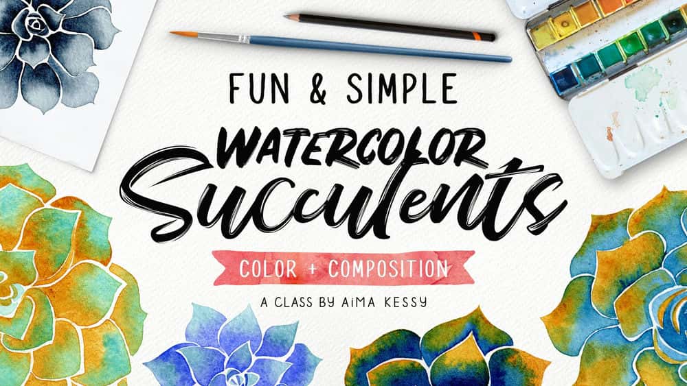 آموزش ساکولنت های آبرنگ ساده و سرگرم کننده: رنگ + ترکیب