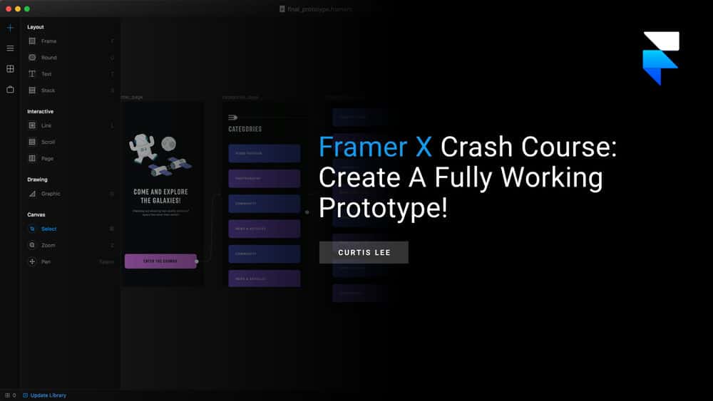 دوره آموزشی Framer X Crash: یک نمونه اولیه کاملاً کارآمد ایجاد کنید!