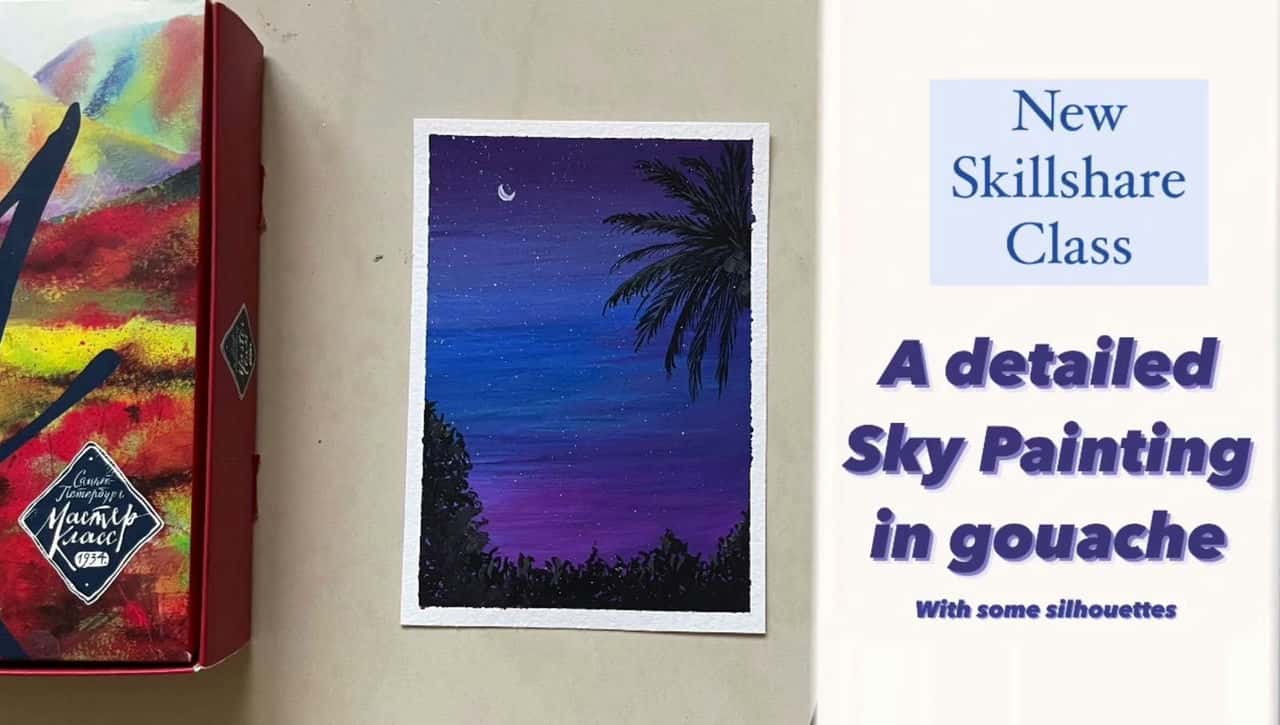 آموزش نقاشی دقیق آسمان در گواش