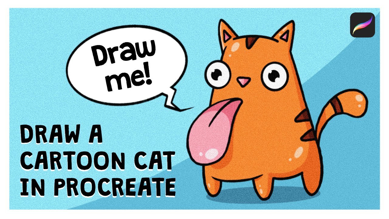 آموزش چگونه یک گربه کارتونی در Procreate بکشیم