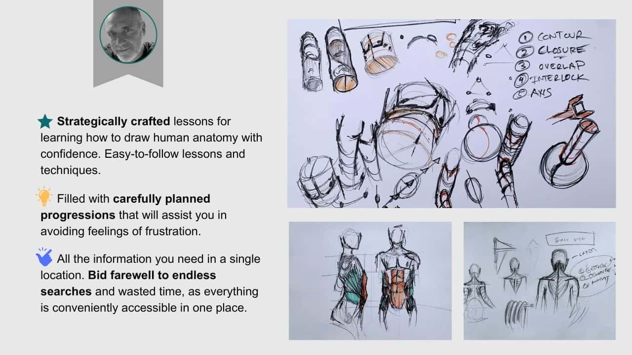 آموزش طراحی ساده شده آناتومی انسان - به نقاشی های شکل خود عمق دهید
