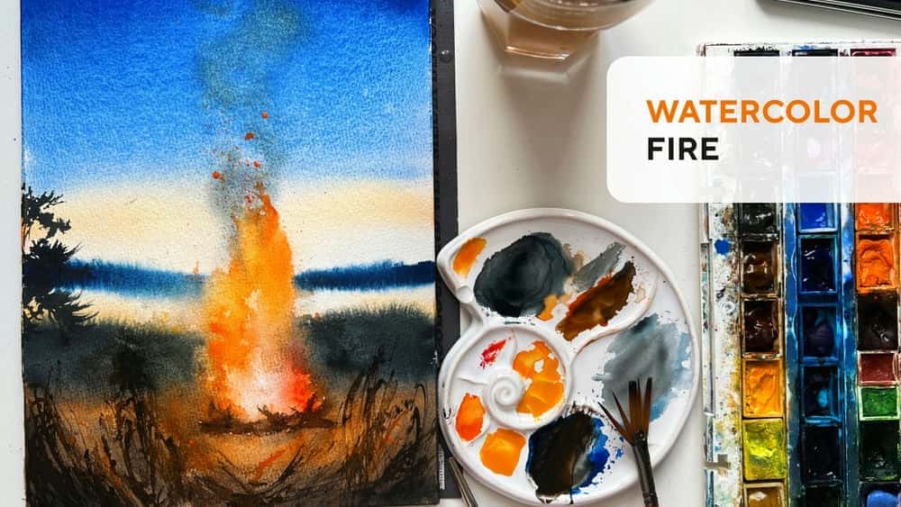 آموزش چگونه آتش را با آبرنگ نقاشی کنیم