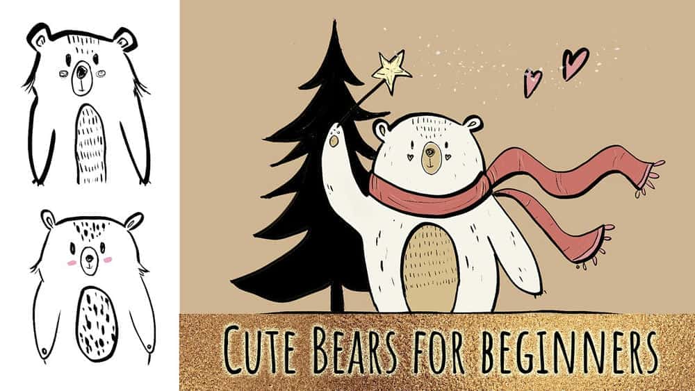 آموزش شما می توانید 4 خرس جنگلی زیبا را بکشید! کلاس هنر مهد کودک دوستانه مبتدی - نقاشی های تدی جنگلی آسان