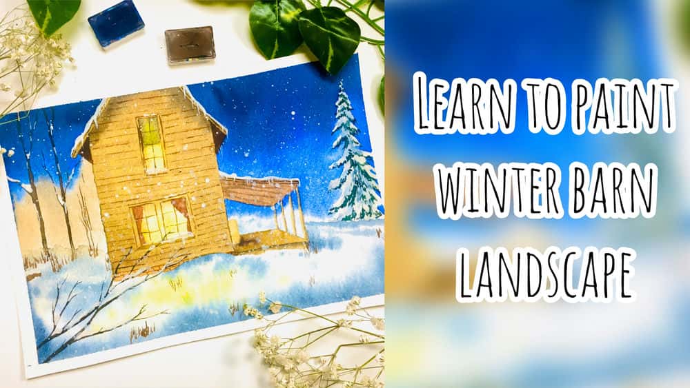 آموزش یاد بگیرید که منظره انبار زمستانی منظره را نقاشی کنید