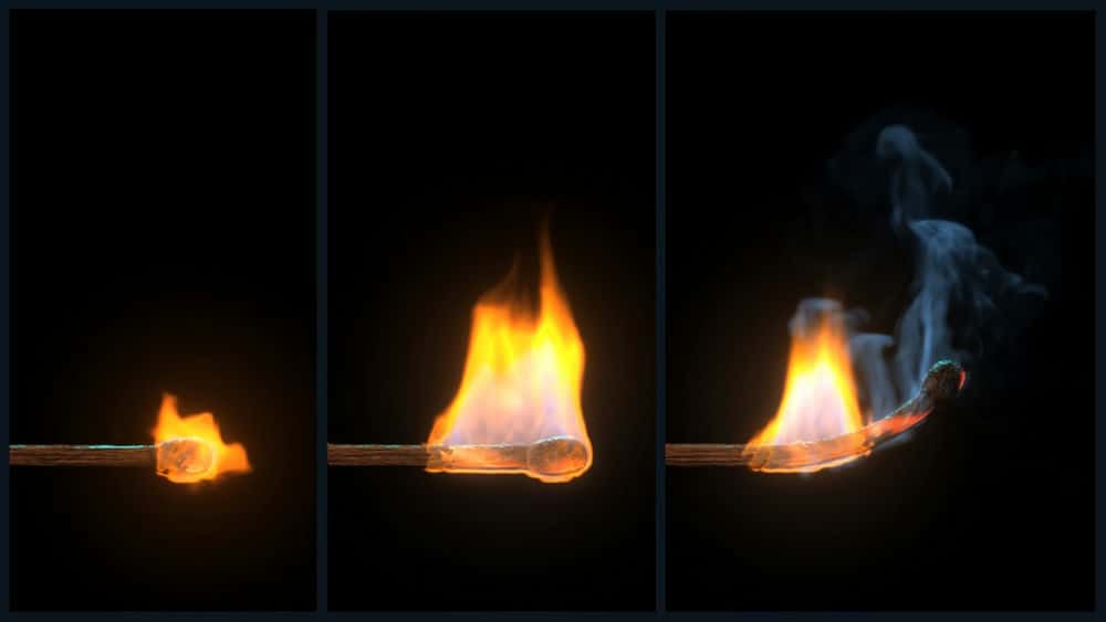آموزش شبیه سازی اثر Burning Matchstick در مایا 