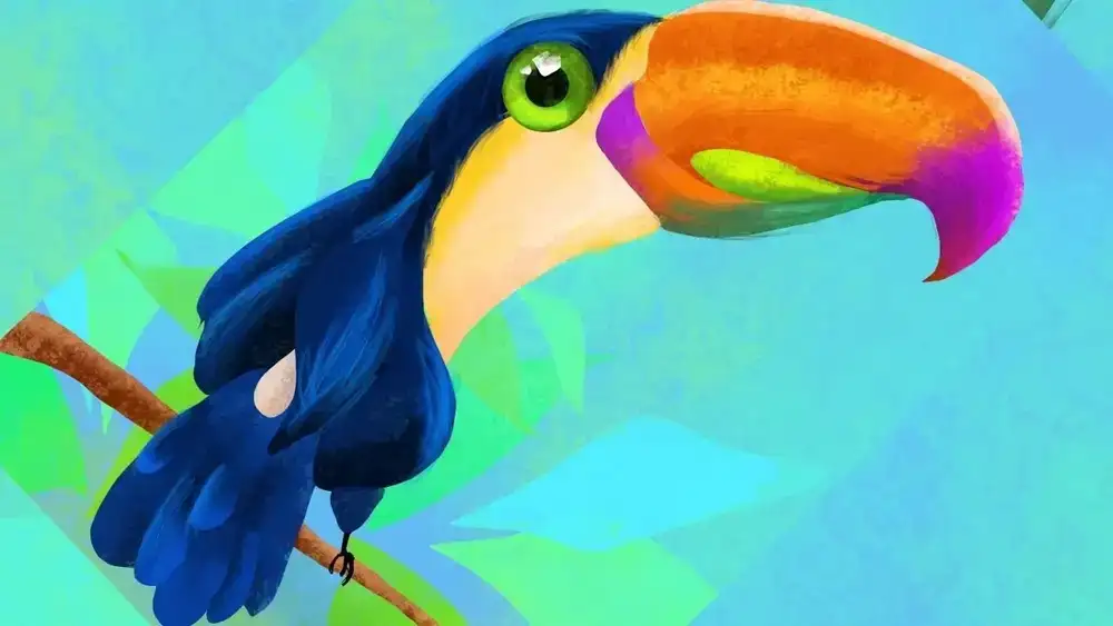 آموزش برای تصویرسازی دیجیتال زاد و ولد کنید: پرنده توکان بسیار رنگارنگ