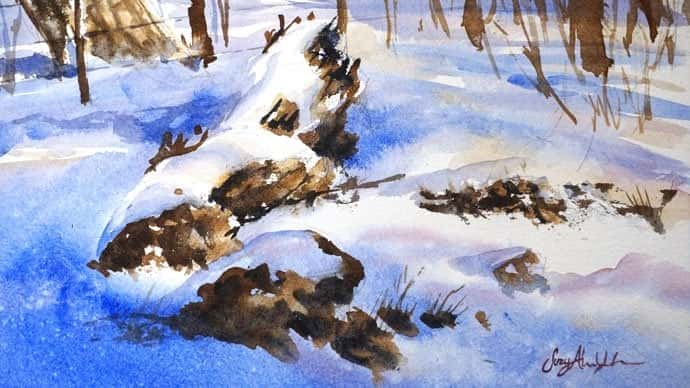 آموزش سرمای برف در آبرنگ: متوسط ​​| نقاشی باورپذیر طبیعت