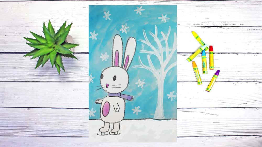 آموزش هنر برای بچه ها: یک اسم حیوان دست اموز اسکیت روی یخ بکشید و نقاشی کنید