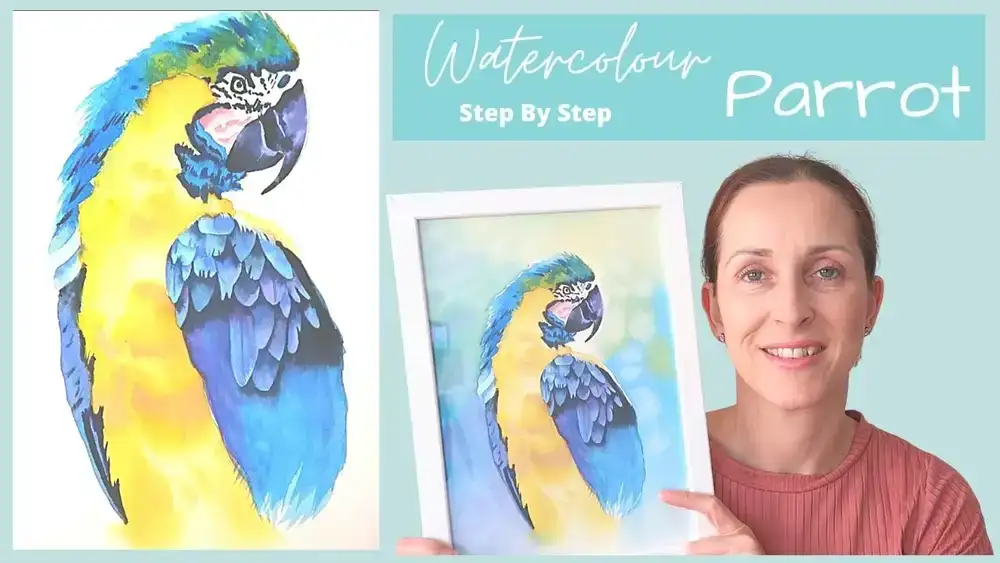 آموزش چگونه طوطی را با آبرنگ نقاشی کنیم. یک درس آبرنگ متوسط