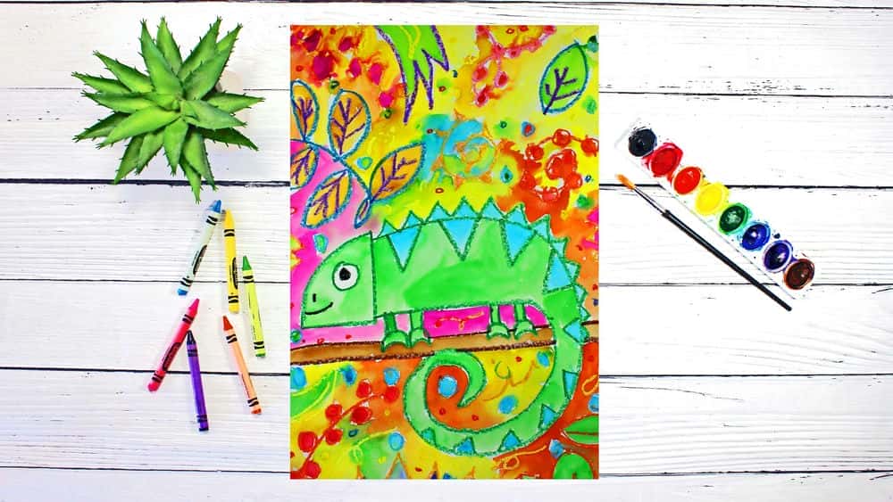 آموزش هنر برای کودکان و مبتدیان: یاد بگیرید چگونه یک آفتاب پرست را در جنگل بکشید و با آبرنگ نقاشی کنید