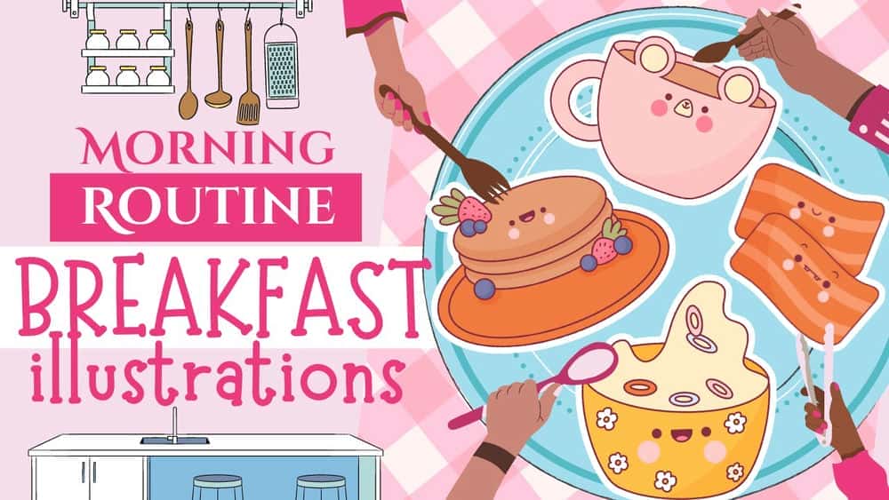 آموزش شخصیت های زیبا و ساده صبحانه | ایجاد نقاشی برای مبتدیان