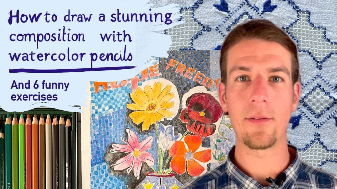 آموزش چگونه یک ترکیب خیره کننده با مدادهای آبرنگ بکشیم
