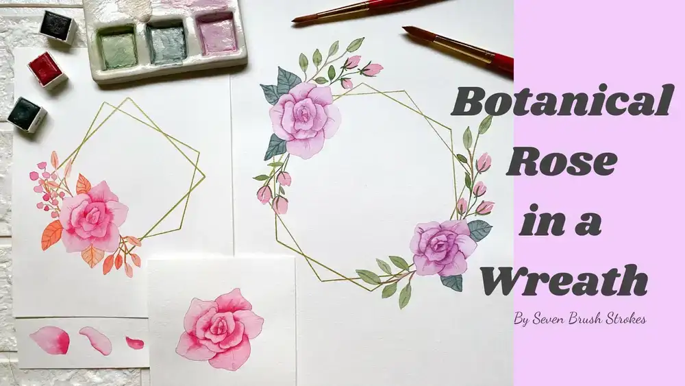 آموزش تاج گل آبرنگ | نقاشی گل رز ساده گیاهی