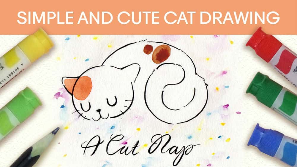 آموزش نقاشی ساده و ناز گربه