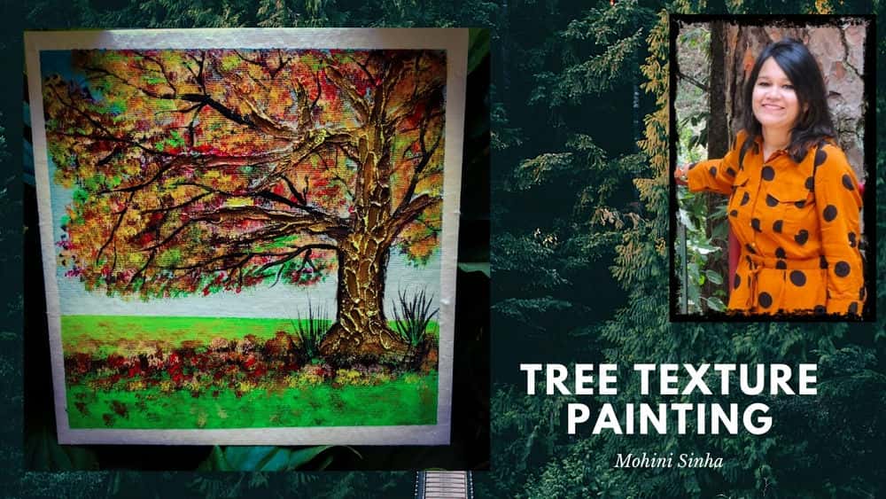 آموزش نقاشی بافت درخت - مدیوم اکریلیک