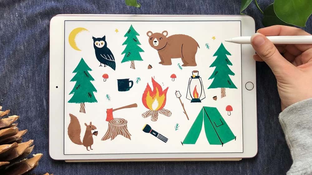آموزش Illustrating in Procreate: How to Draw Animals and Objects - Camping Edition