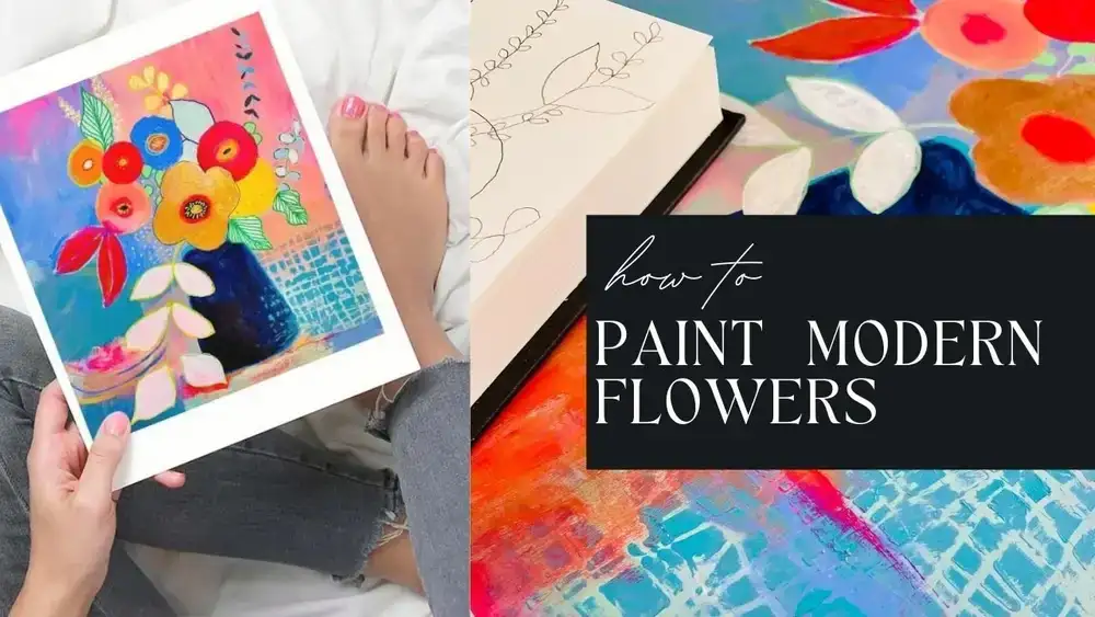 آموزش نقاشی گل های مدرن انتزاعی