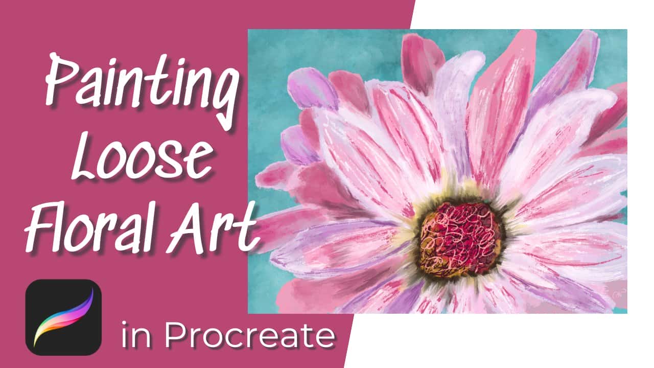 آموزش آسان و آرامش‌بخش: با برس‌های استاندارد پیش‌فرض، هنر گل‌های گشاد صورتی دیزی را در Procreate رنگ کنید