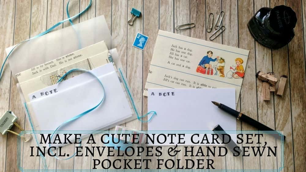 آموزش یاد بگیرید چگونه یک مجموعه کارت یادداشت زیبا بسازید، از جمله. پاکت و پوشه جیبی دست دوز