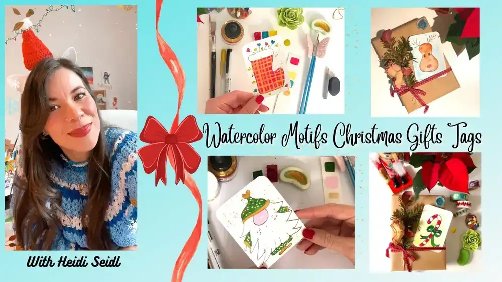آموزش برچسب های هدایای کریسمس موتیف های آبرنگ - هدایای خود را زیبا کنید!