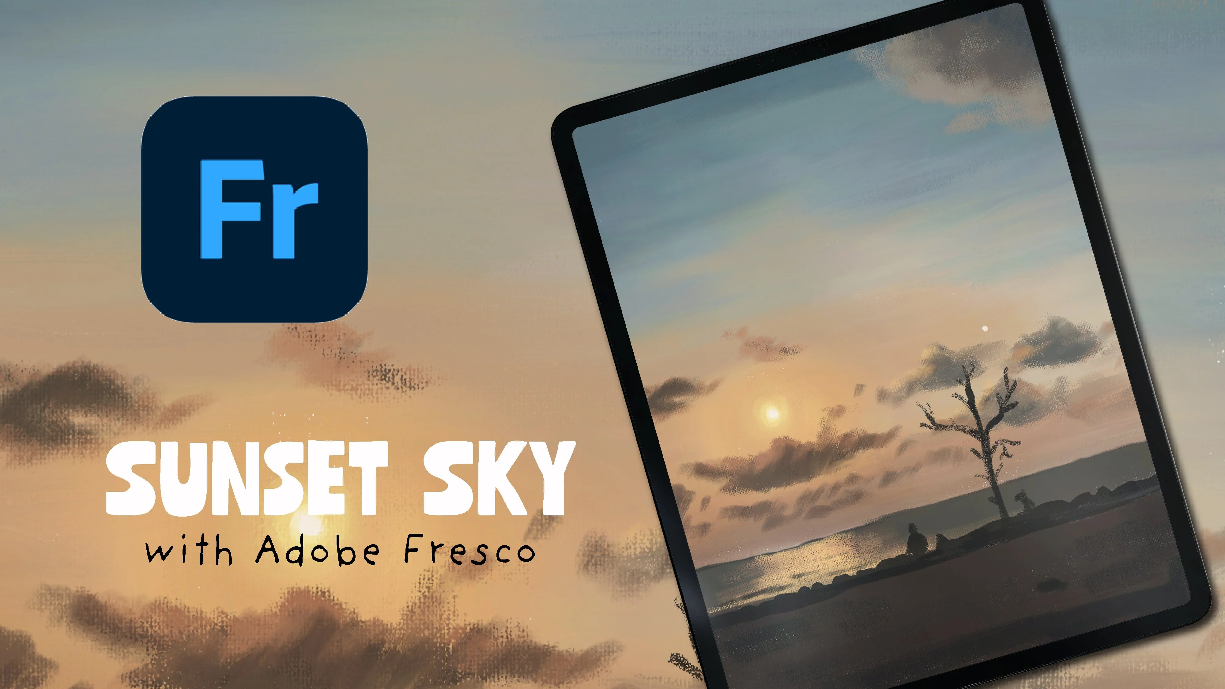 آموزش با Adobe Fresco آسمان غروب خورشید را نقاشی کنید