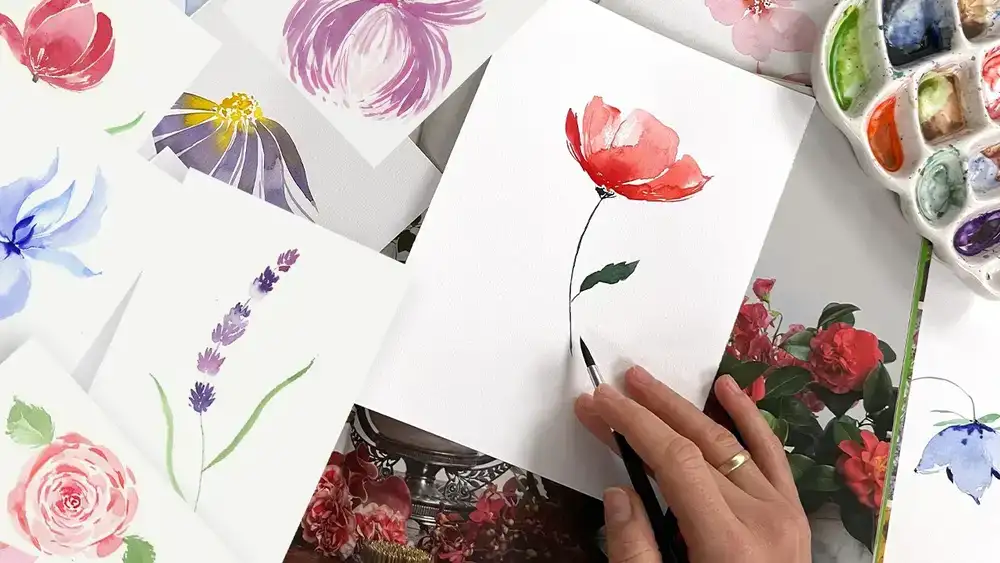 آموزش ساده ترین راه برای رنگ آمیزی گل های آبرنگ TEN شل